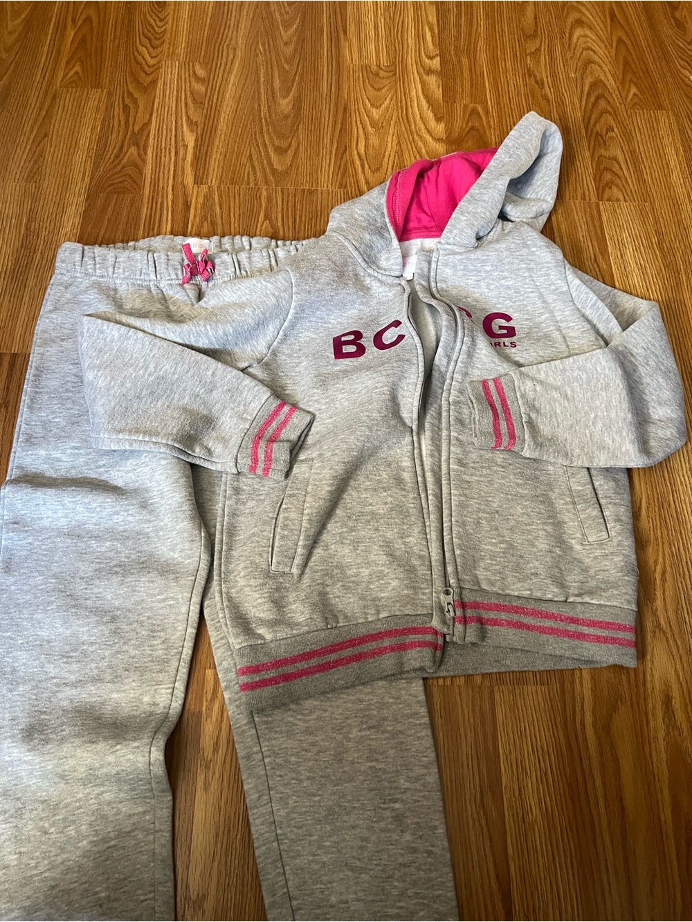 BCBGirls Grey and Pink Hooded Sweatpants Set